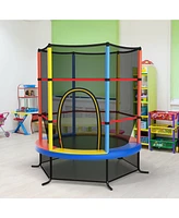 55 Inch Kids Recreational Trampoline Bouncing Jumping Mat with Enclosure Net