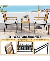 Gouun 3 Pieces Outdoor Furniture Set Acacia Wood Patio Conversation Set with Cushions