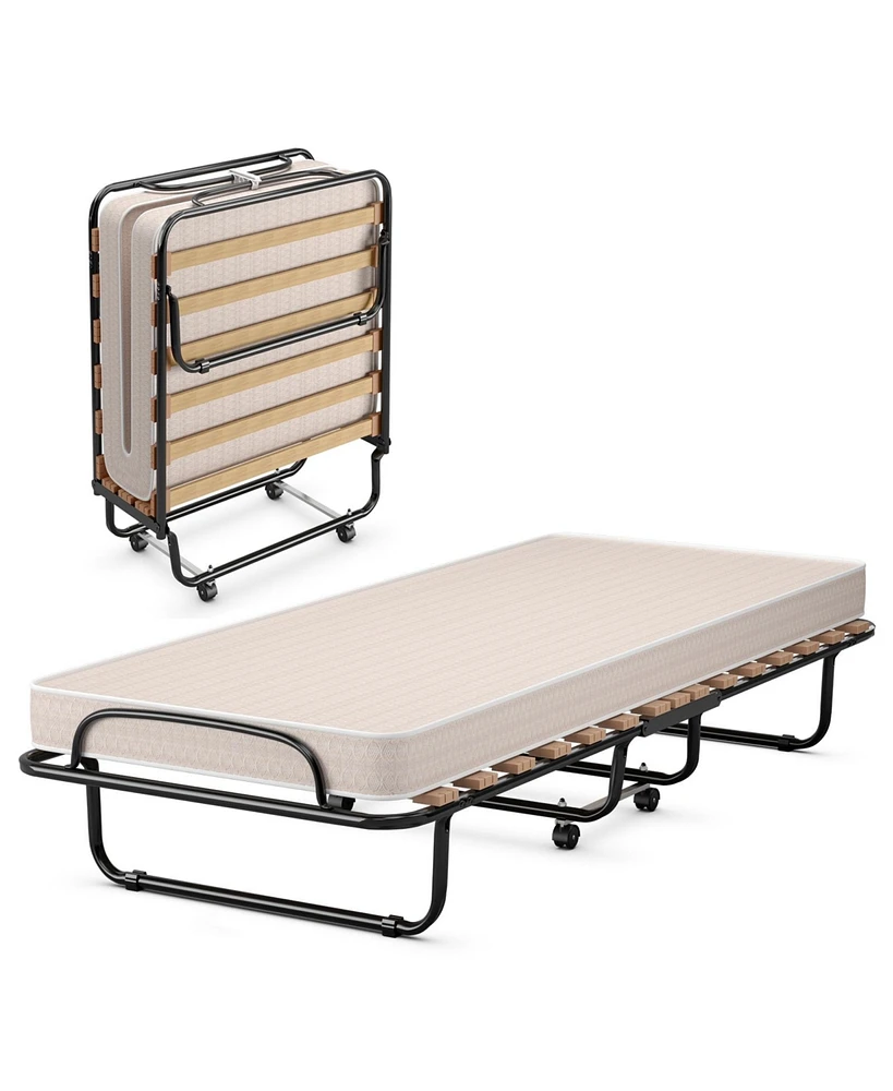 Gouun Portable Folding Bed with Memory Foam Mattress and Sturdy Metal Frame