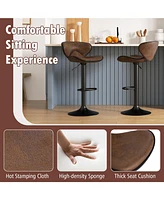 Gouun Set of 2 Adjustable Bar Stools Swivel Bar Chairs Pub Kitchen