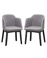 Gouun Upholstered Velvet Accent Modern Dining Chairs Set of 2 with Curved Backrests