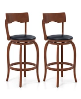 Gouun Swivel Bar Stools Set of 2 with Rubber Wood Frame and Upholstered Seat-29 Inch