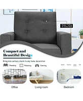 Gouun Mid-Century Upholstered Armchair Club Chair with Rubber Wood Legs