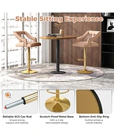 Gouun Set of 2 Bar Chairs with Footrest and 2-Layer Electroplated Metal Base