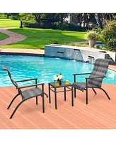 Gouun 3 Pieces Patio Rattan Bistro Set with High Backrest and Armrest