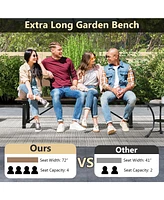 Gouun 72 Inch Extra Long Bench with All-Weather Hdpe Seat & Back for Yard Garden Porch