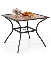 Gouun Patio Dining Table for 4 Square Bistro Table with Umbrella Holes