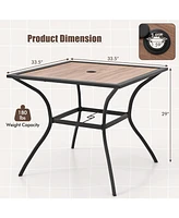 Gouun Patio Dining Table for 4 Square Bistro Table with Umbrella Holes