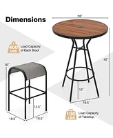 Gouun Pieces Outdoor Round Bar Table Set with 1.6 Inches Umbrella Hole