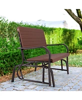 Gouun 2-Seat Porch Glider with Hdpe Back Seat and Steel Frame