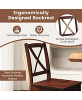 Gouun Wood Dining Chair Set of 2 with Rubber Wood Legs and Curved Backrest