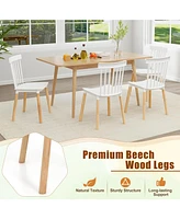 Gouun Set of 4 Windsor Dining Chairs with Spindle Backs and Curved Seats