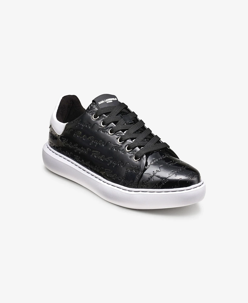 Karl Lagerfeld Paris Men's Patent Leather Embossed Signature Logo Sneaker