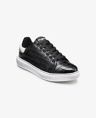 Karl Lagerfeld Paris Men's Patent Leather Embossed Signature Logo Sneaker