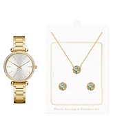 Jessica Carlyle Women's Quartz Gold-Tone Alloy Watch 33mm Gift Set