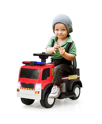 Gymax Kids 6V Ride On Fire Truck Fire Engine Battery Powered w/ Siren