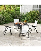 Gymax Set of 4 Patio Portable Metal Folding Chairs Dining Chair Set White