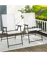 Gymax Set of 4 Patio Portable Metal Folding Chairs Dining Chair Set White