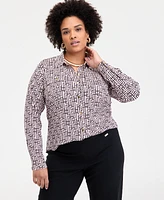 INC Plus Printed Flap-Pocket Knit Shirt, Exclusively at Macy's