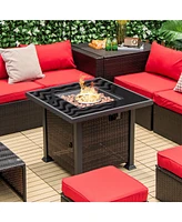 Gouun 32 Inch Square Propane Fire Pit Table with Lava Rocks Cover