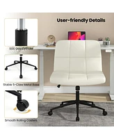 Gouun Height-adjustable Armless Desk Chair with Wheels for Home Office Make Up