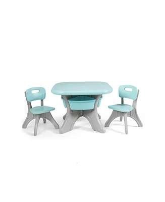 Gouun In/Outdoor 3-Piece Plastic Children Play Table & Chair Set