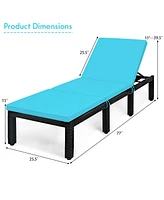 Gouun Patio Rattan Cushioned Height Adjustable Lounge Chair