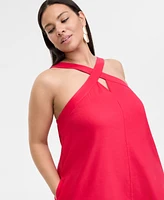 INC Plus Linen-Blend Printed Halter Maxi Dress, Exclusively at Macy's