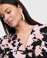 INC Plus Printed Surplice-Neck Blouse, Exclusively at Macy's