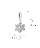 Bling Jewelry Christmas Dangle Snowflake Bead Charm .925 Sterling Silver