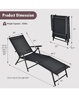 Gouun Patio Foldable Chaise Lounge Chair with Backrest and Footrest