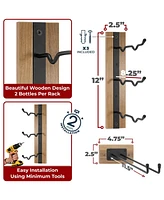 Sorbus Wire & Mahogany Wood Wine Rack and Glass Holder Wall Mounted for Bottles, Wine Glasses, for Home Bar (Holds Bottles