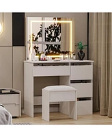 gaomon Vanity Desk, Makeup Vanity Desk with Touch Light Mirror and Power Outlet