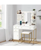 gaomon anity Desk with Mirror, Makeup Vanity Table with Chair & Charging Station