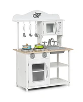 Gymax Wooden Pretend Play Kitchen Set for Kids Toddlers w/ Accessories & Sink