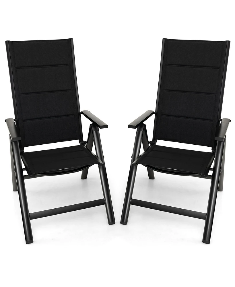 Gymax Set of 2 Patio Folding Chairs Lightweight Outdoor Dining Chairs w/ Padded Seat