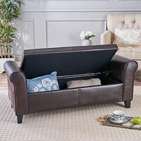 50” Armed Storage Bench,Upholstered Ottoman for Bedroom,Living Room, or Entryway-The Pop Home