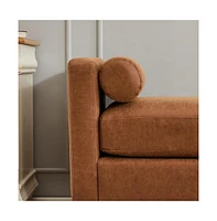 The Pop Home 66" Upholstered Bench Daybed Ottoman with Wood Legs for Bedroom, Living Room, Entryway-The Pop Home