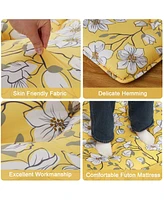 gaomon Japanese Floor Mattress, Full Size Futon Mattress, Thick Tatami Roll-Up Mattress for Camping & Guest Room, Yellow Flower Design