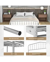 Gouun Queen Size Metal Bed Frame Platform Headboard and Footboard with Storage