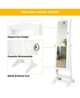 Gouun 4-Angle Tilting Mirrored Lockable Jewelry Cabinet with Large Storage Capacity