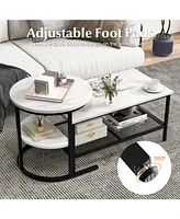 Gouun Set of 2 Nesting Table with Extra Storage Shelf for Living Room