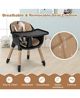 Gouun 4-in-1 Baby Convertible Toddler Table Chair Set with Pu Cushion