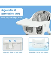 Gouun 4-in-1 Baby Convertible Toddler Table Chair Set with Pu Cushion