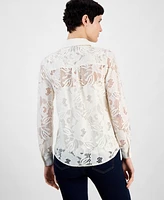 Anne Klein Women's Collared Lace Button-Front Shirt