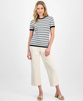 Anne Klein Women's Stripe Stitch Crewneck Top