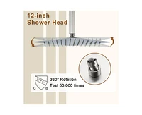 Casainc 12 inch Suspended Ceiling Rectangular Handheld Shower Set