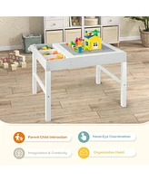 Gouun 3 in 1 Wooden Kids Table with Storage and Double-Sided Tabletop