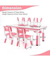 Gouun Kids Table and Chairs Set for 4 with Graffiti Desktop