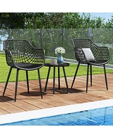 Gouun 3 Piece Patio Chair Set with Pp Seat and Tabletop for Porch